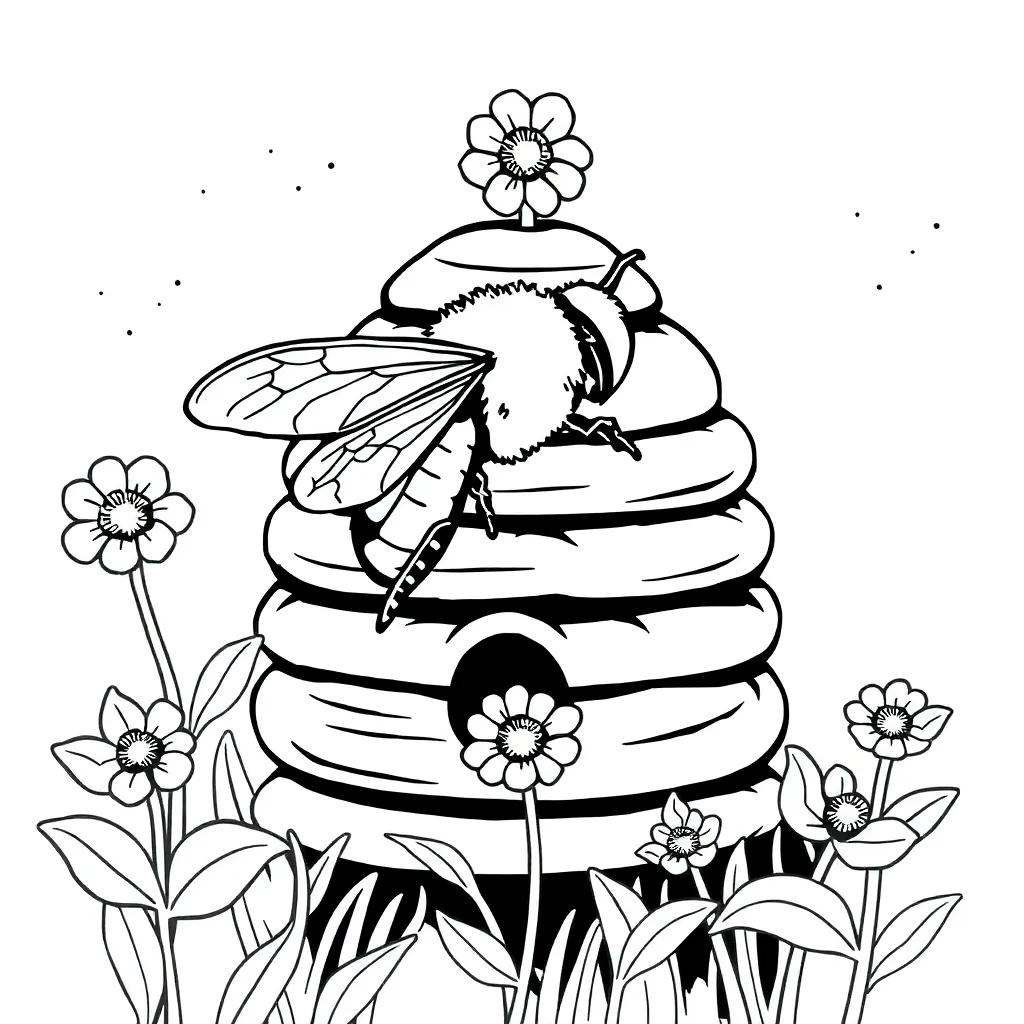 Bee Hive Coloring Page Bee Hive Coloring Page