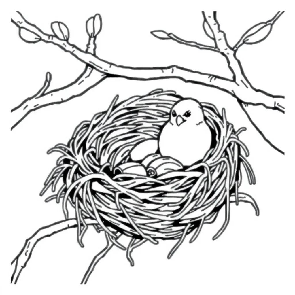 Bird Nest Coloring Page