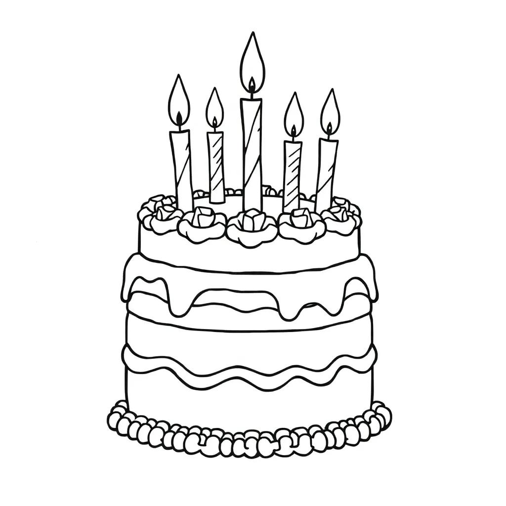 Birthday Cake With Candles Coloring Page