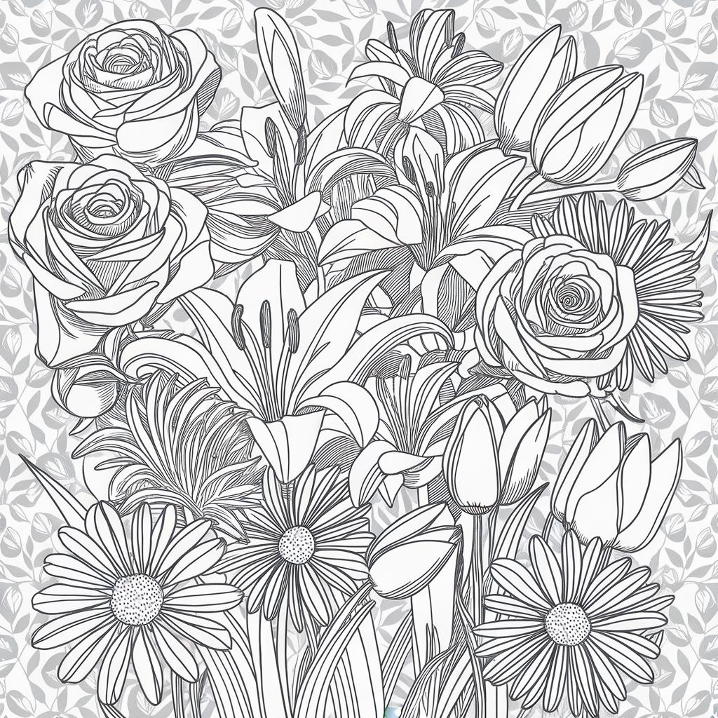 Black And White Coloring Pages Of Flowers
