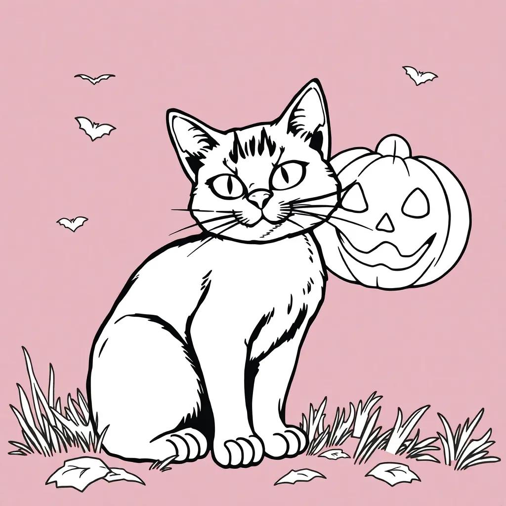 Black Cat Halloween Coloring Pages