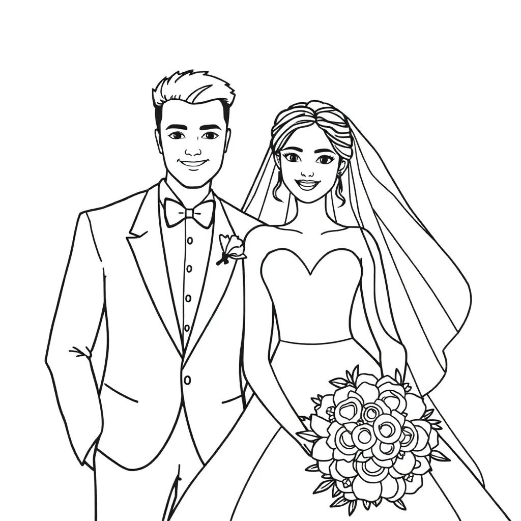Bride And Groom Coloring Pages