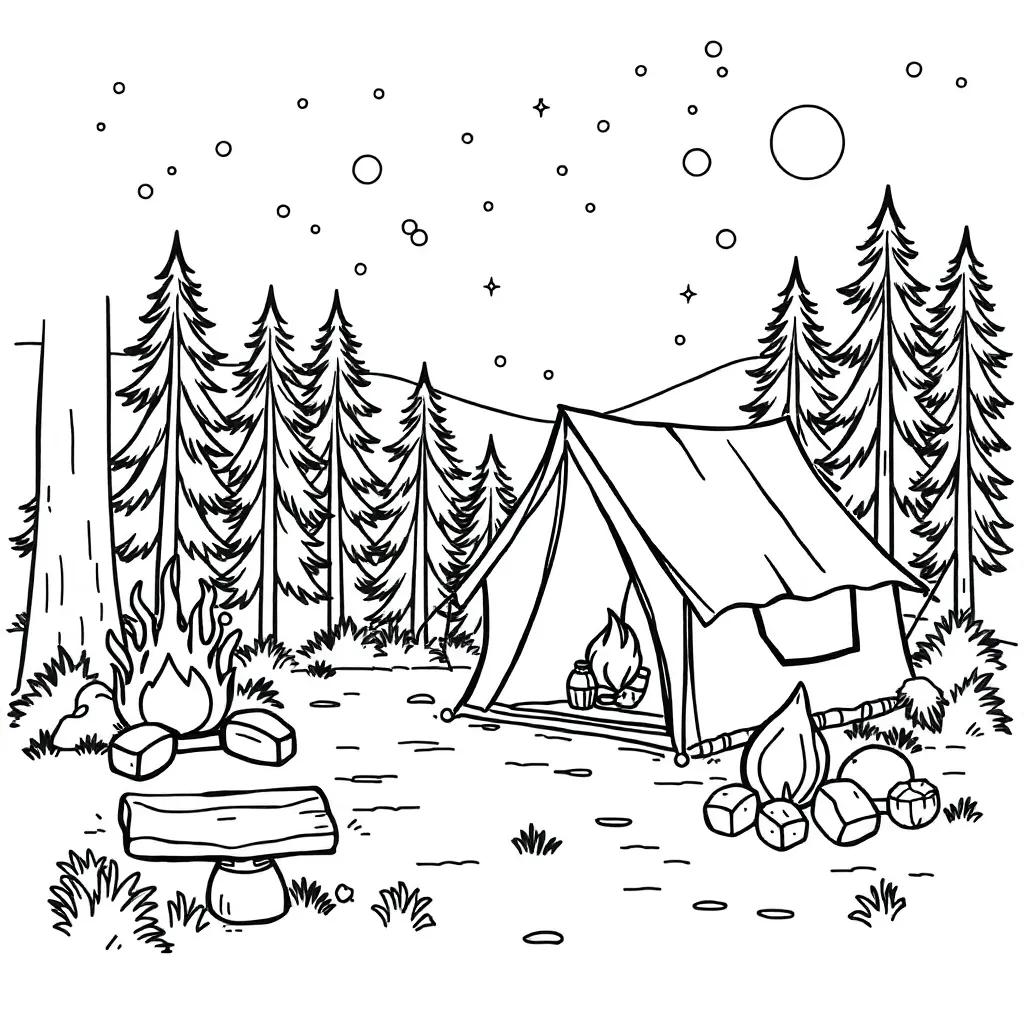 Camping Coloring Book Pages Free