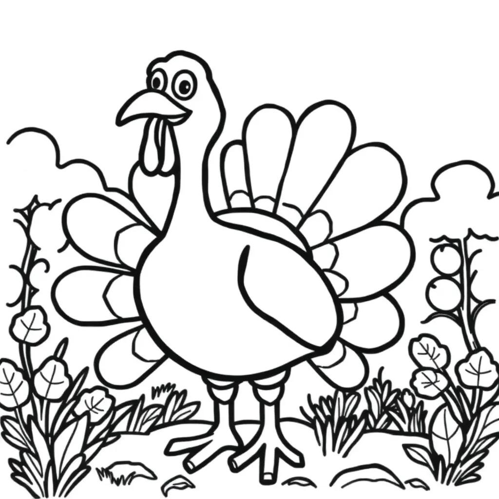 Cartoon Turkey Coloring Page