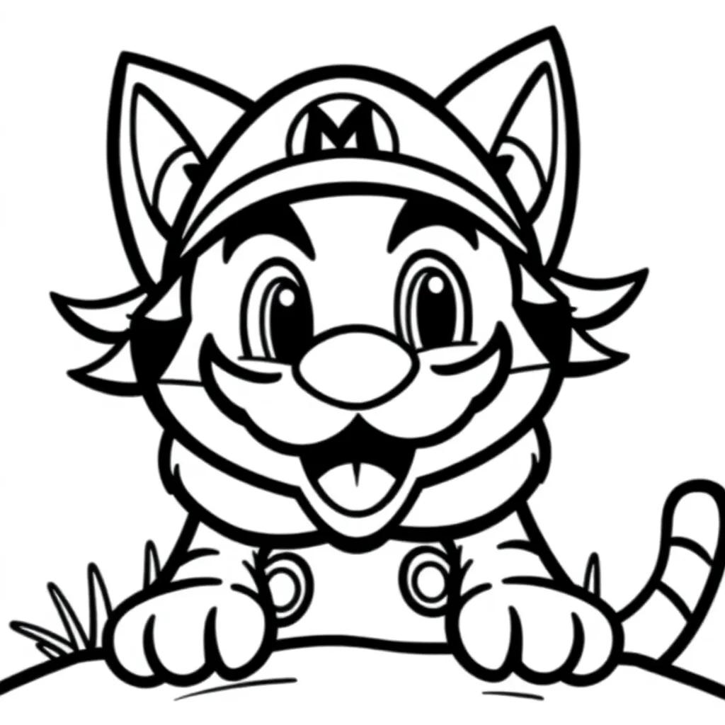 Cat Mario Coloring Page