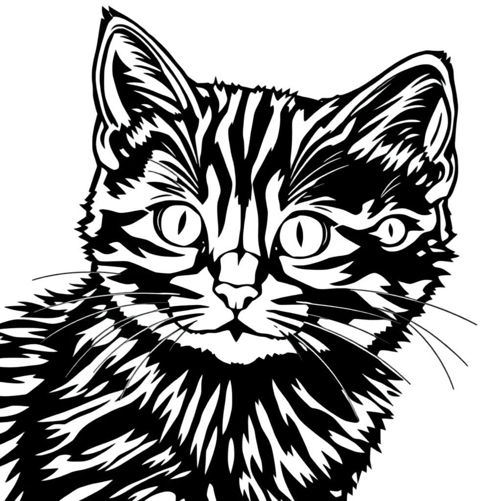 Cat And Kittens Coloring Pages