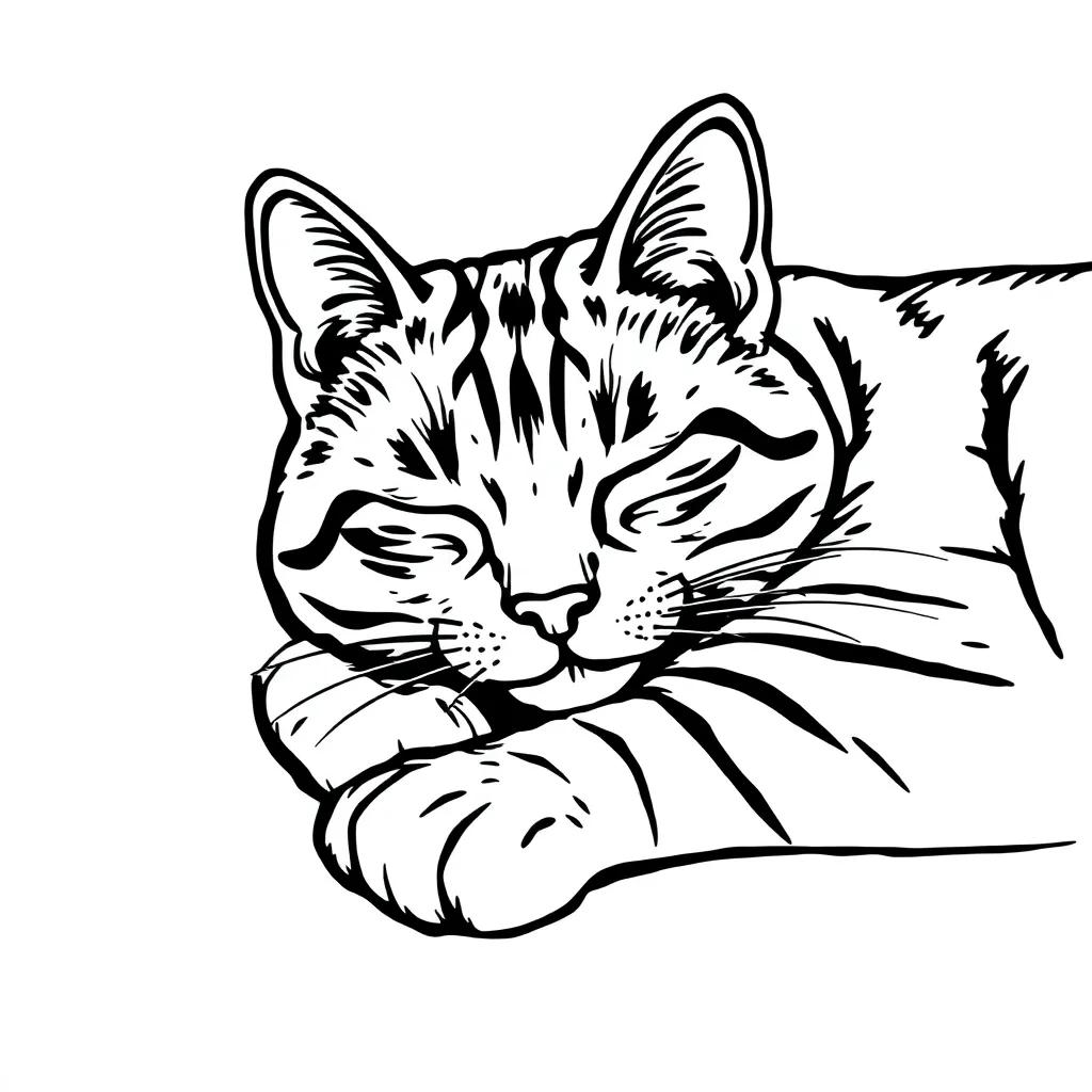 Cat Sleeping Coloring Page