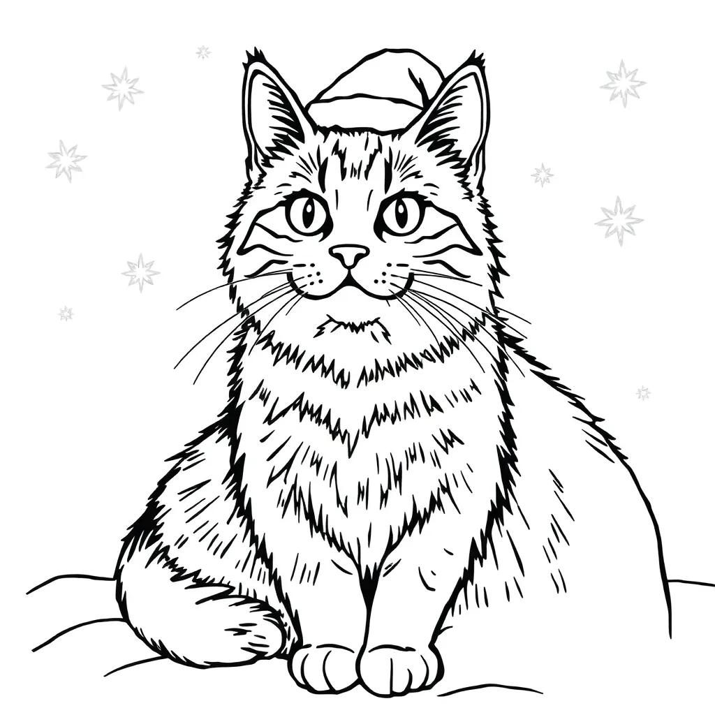 Christmas Cat Color Pages