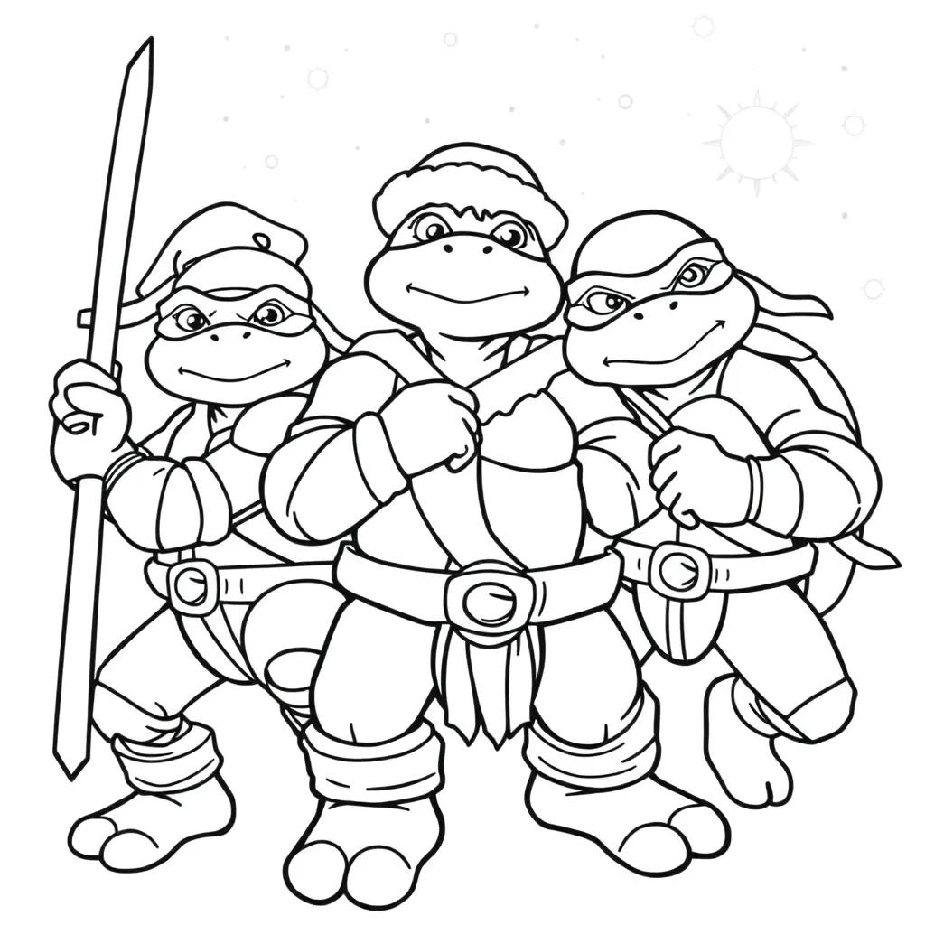 Christmas Ninja Turtles Coloring Pages