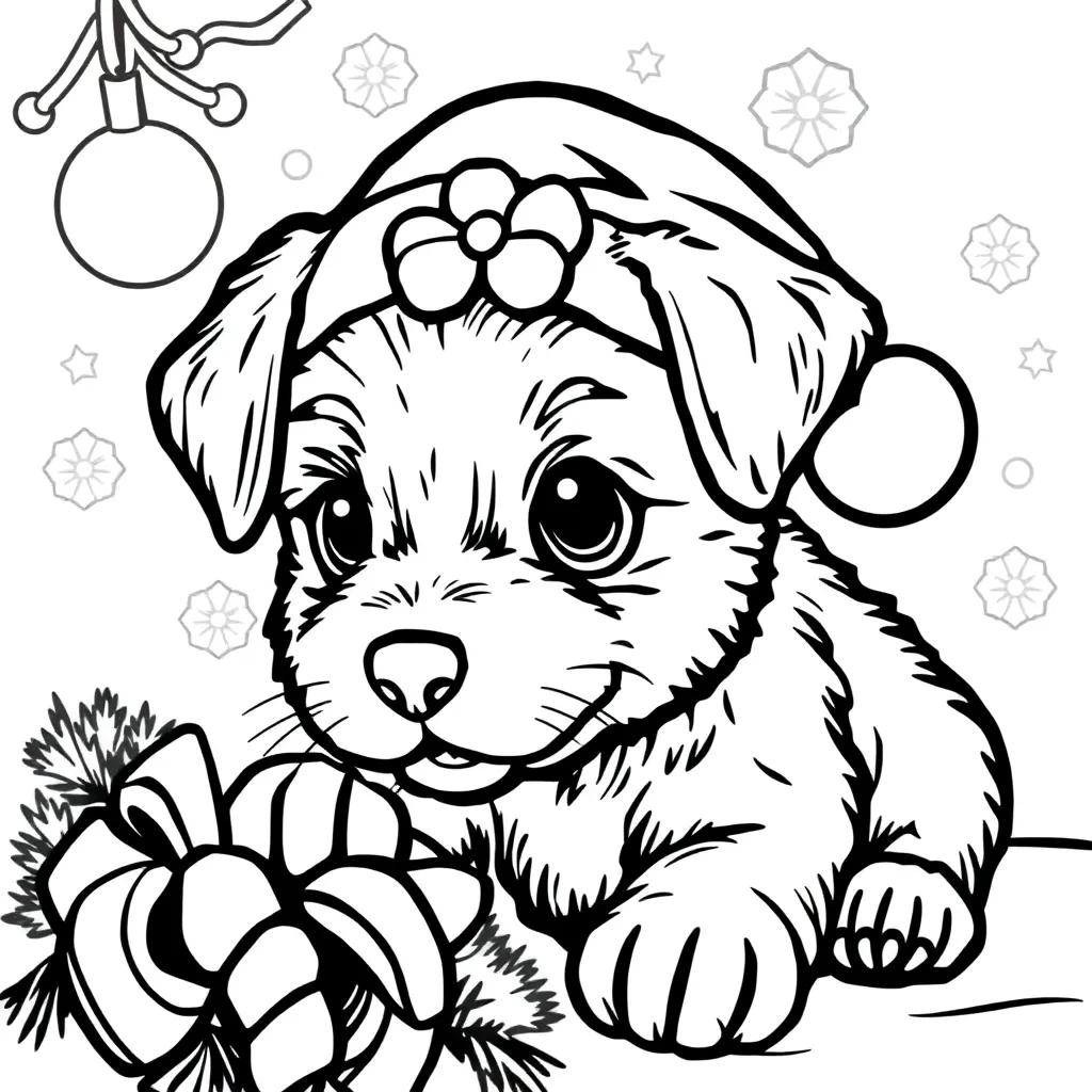Christmas Coloring Pages Puppy