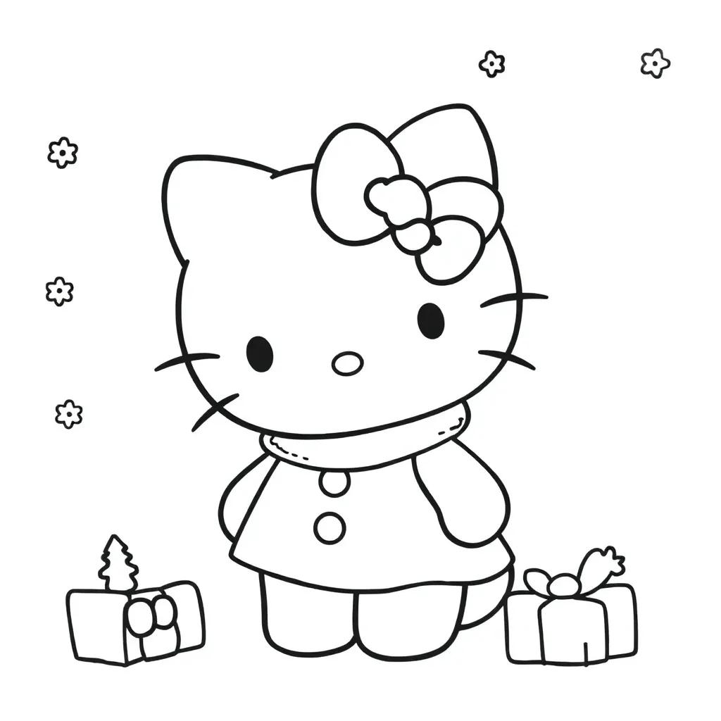 Christmas Cute Hello Kitty Coloring Pages
