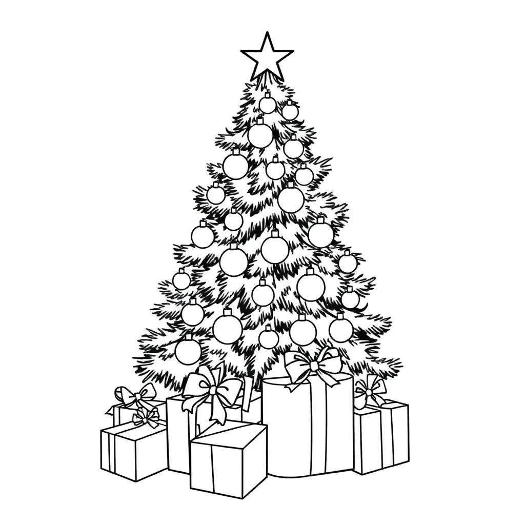 Christmas Tree With Presents Coloring Pages