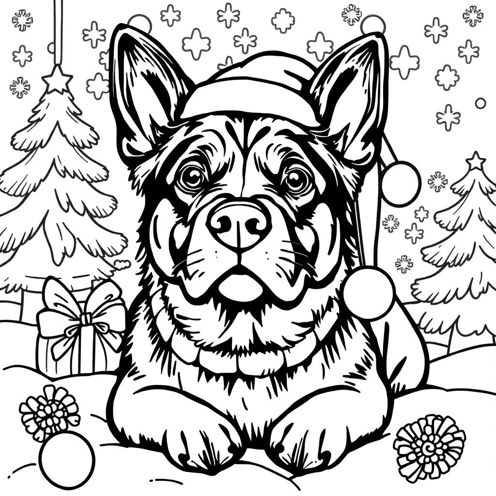 Christmas Coloring Pages With Dogs