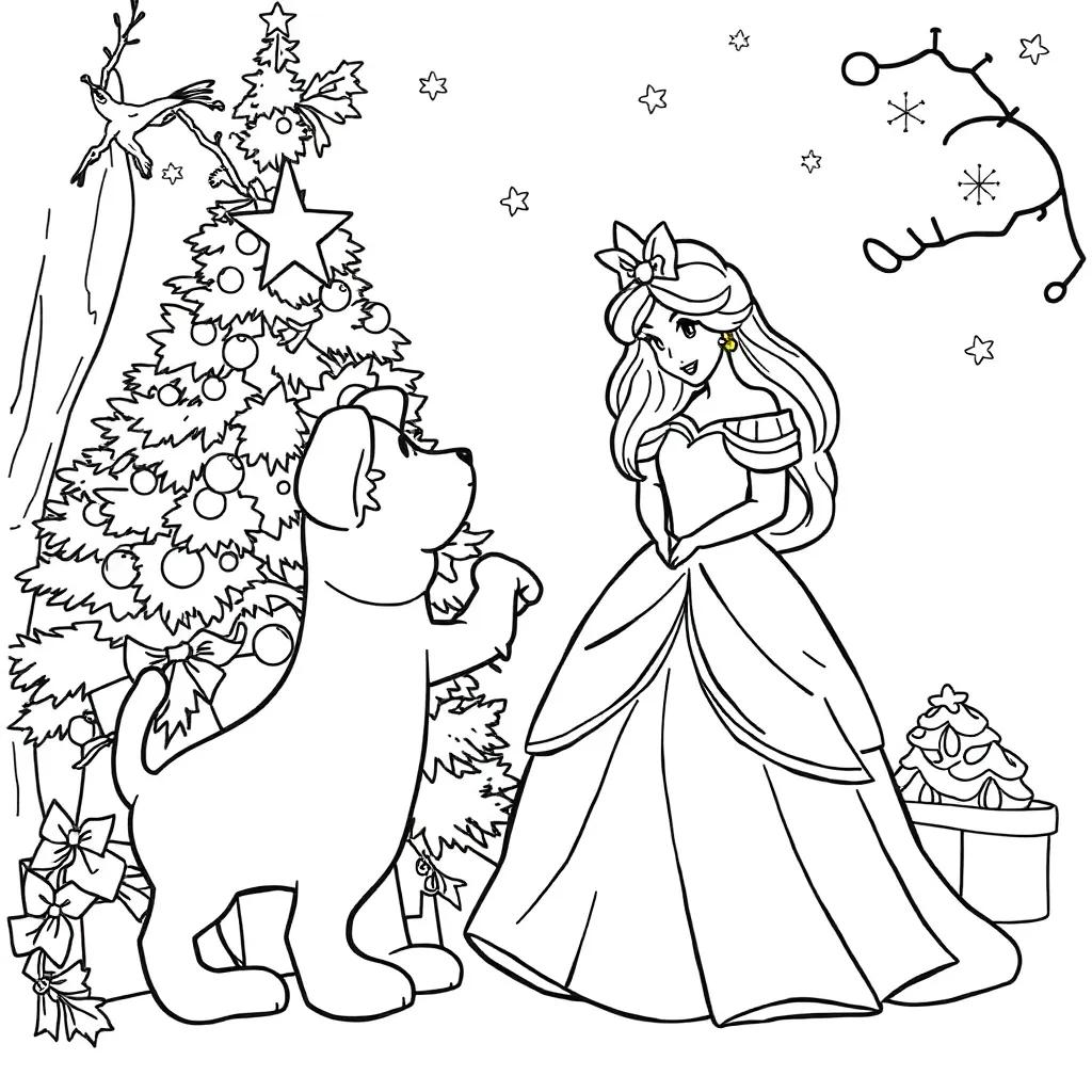 Christmas Coloring Pages Disney Princess