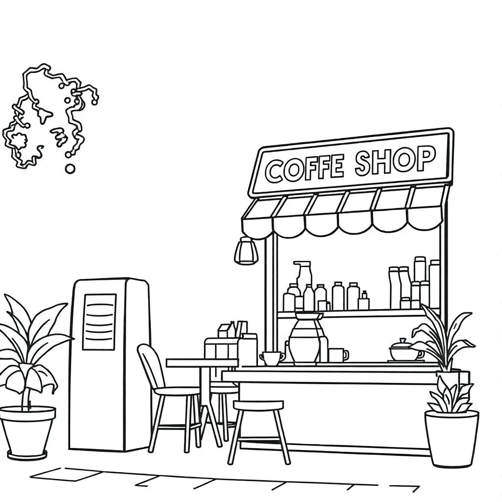 Coffee Shop Coloring Pages