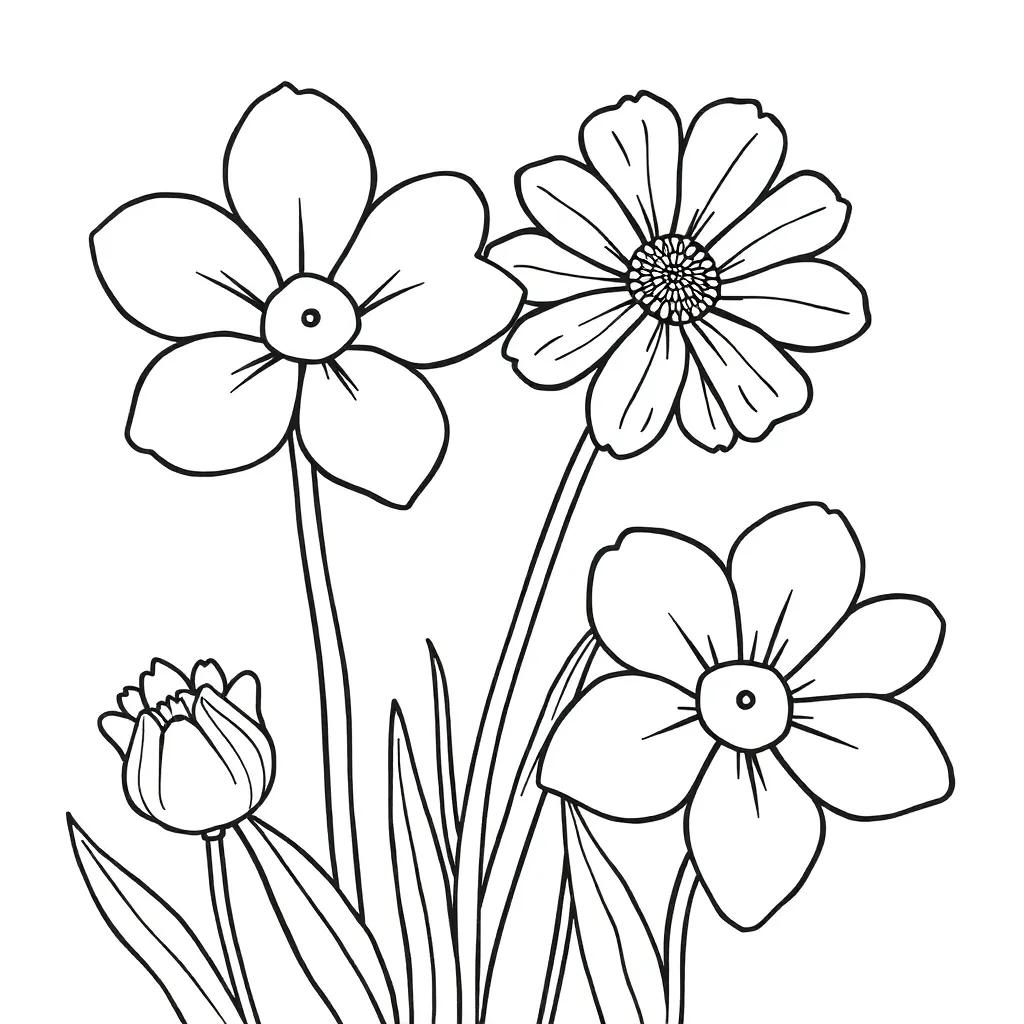 Coloring Page Spring Flowers