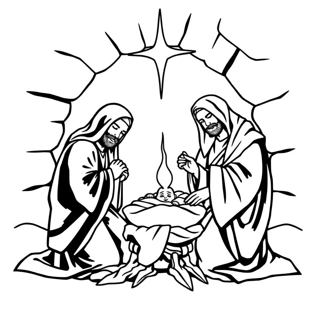 Coloring Page Birth Of Jesus