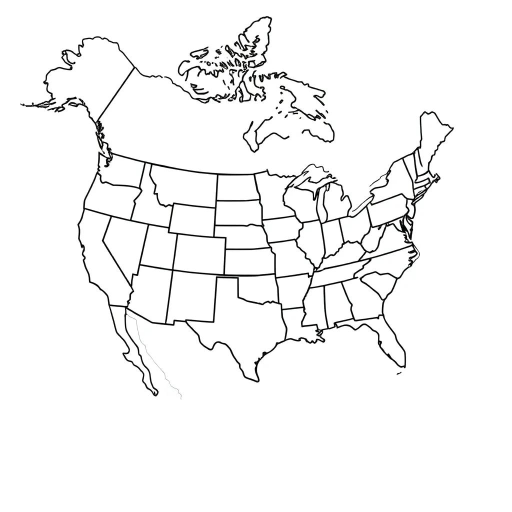 Coloring Page Of North America Map