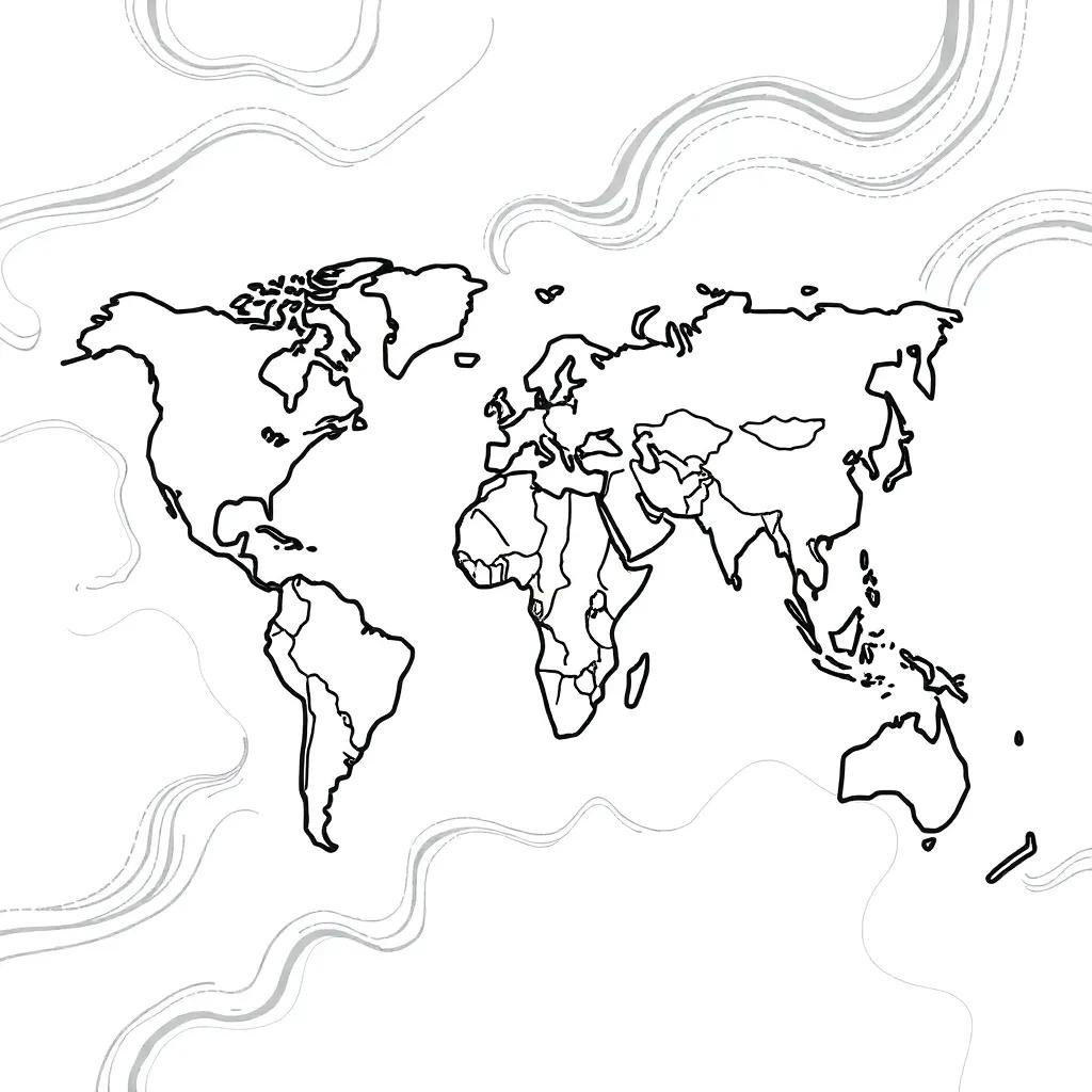 Coloring Page Map Of The World