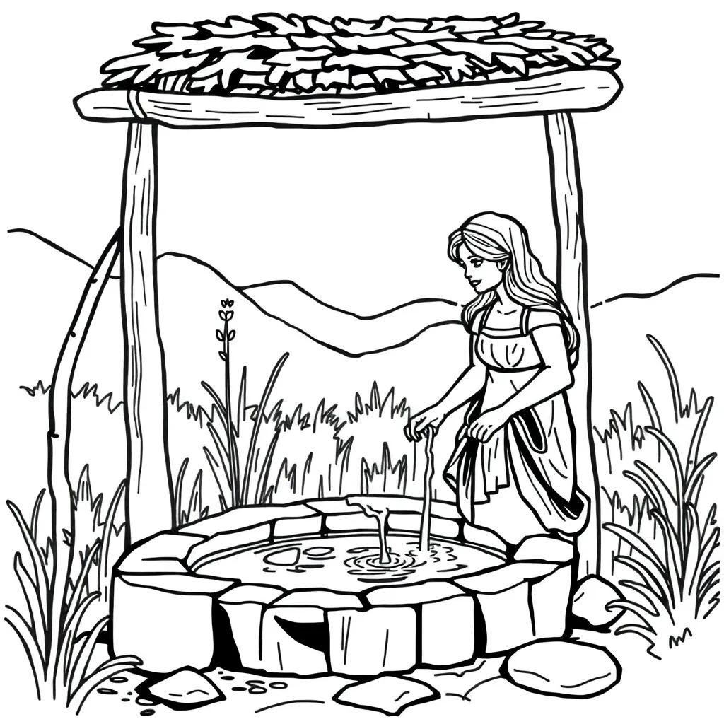 Coloring Page Woman At The Well