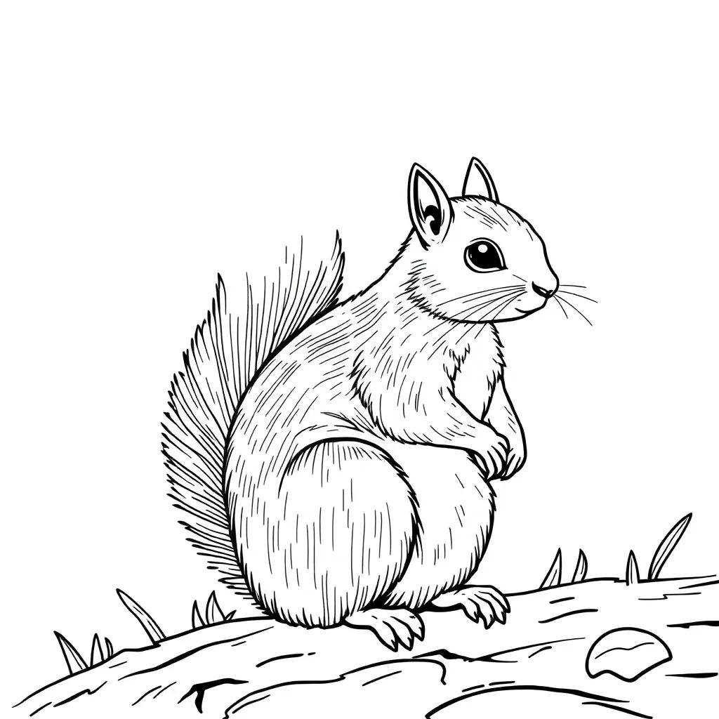 Coloring Page Of A Squirrel
