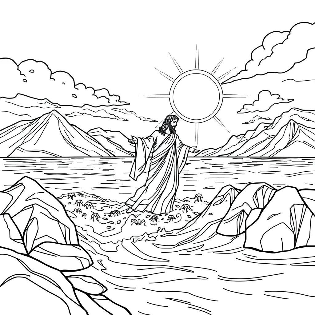 Coloring Pages Of Jesus Walking On Water