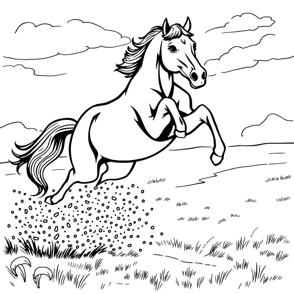 Coloring Pages Horses Jumping