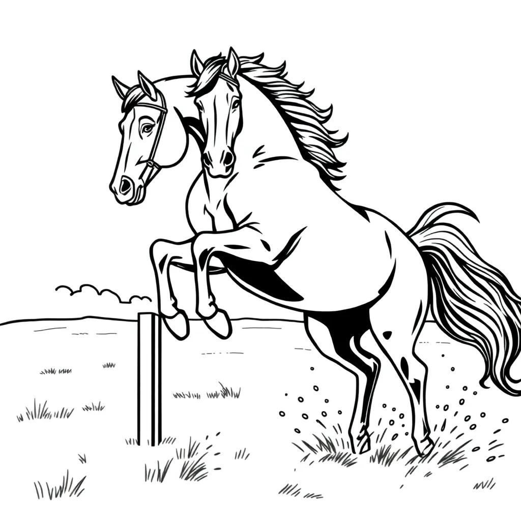 Coloring Pages Of Horses Jumping