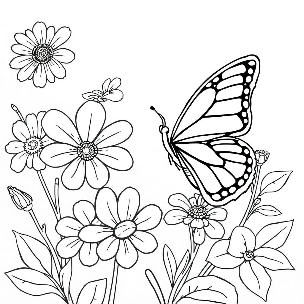Coloring Pages Flowers And Butterflies