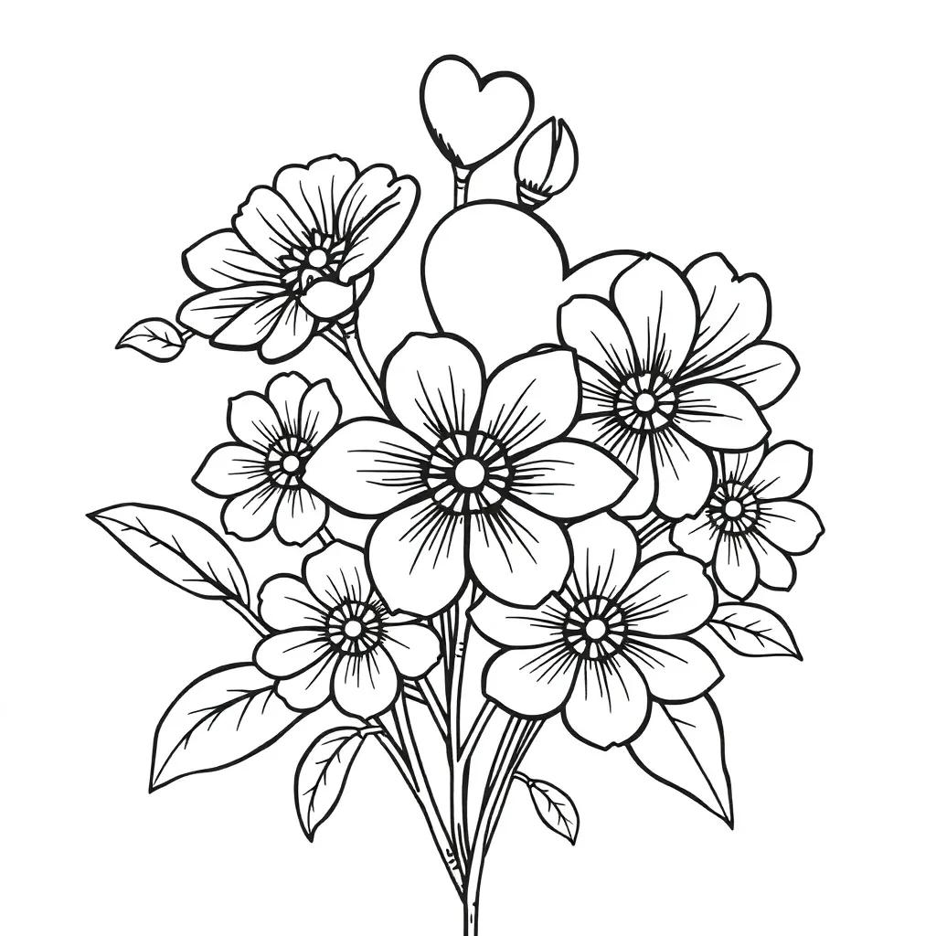 Coloring Pages Flowers And Hearts