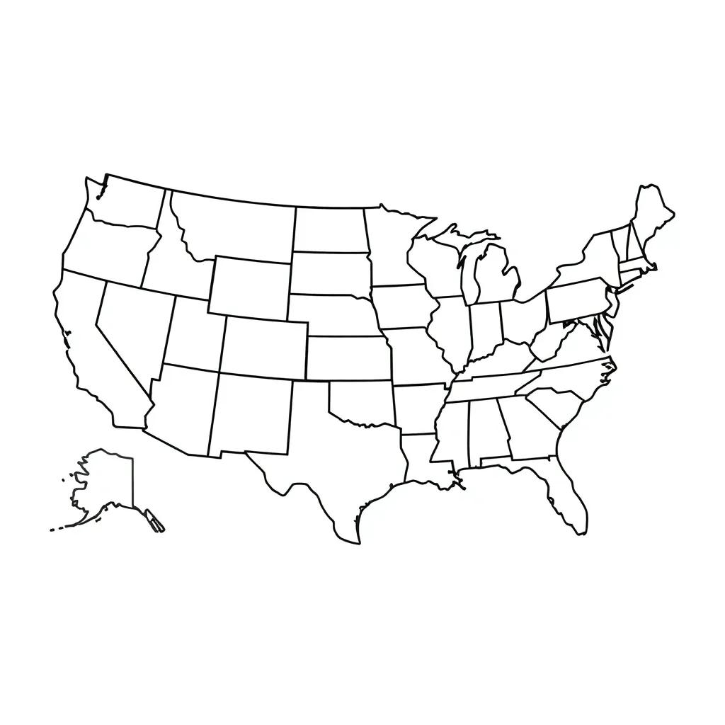 Coloring Page Us Map