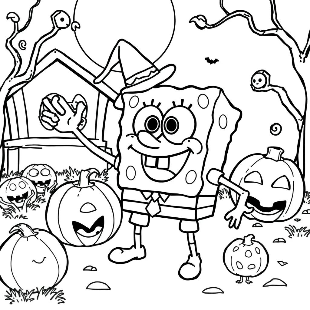 Coloring Pages Spongebob Halloween