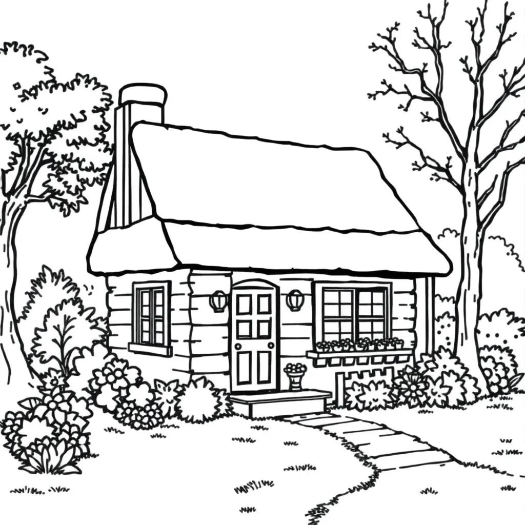 Cozy Cottage Coloring Page