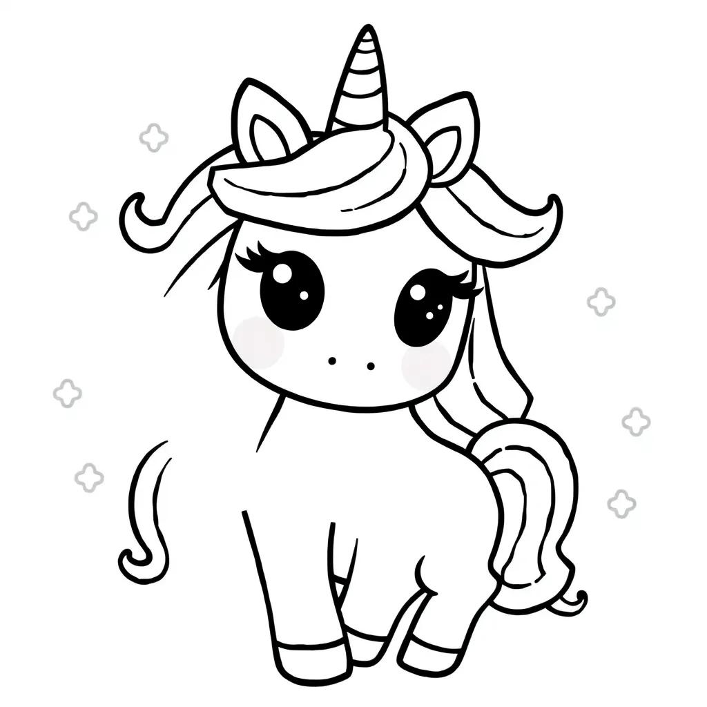Cute Kawaii Unicorn Coloring Pages