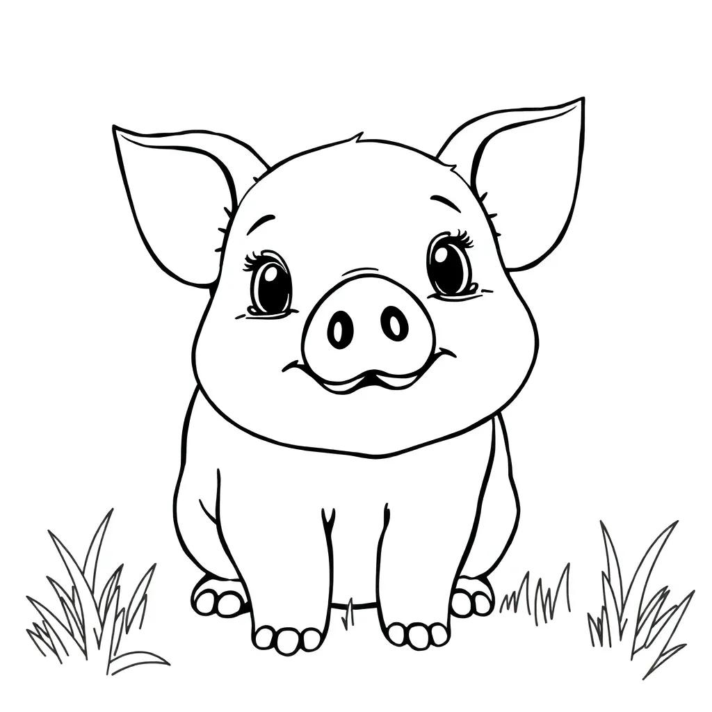 Cute Pig Coloring Page