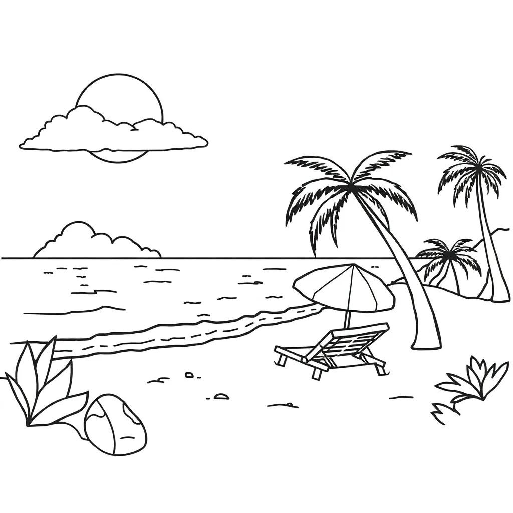 Cute Beach Coloring Pages