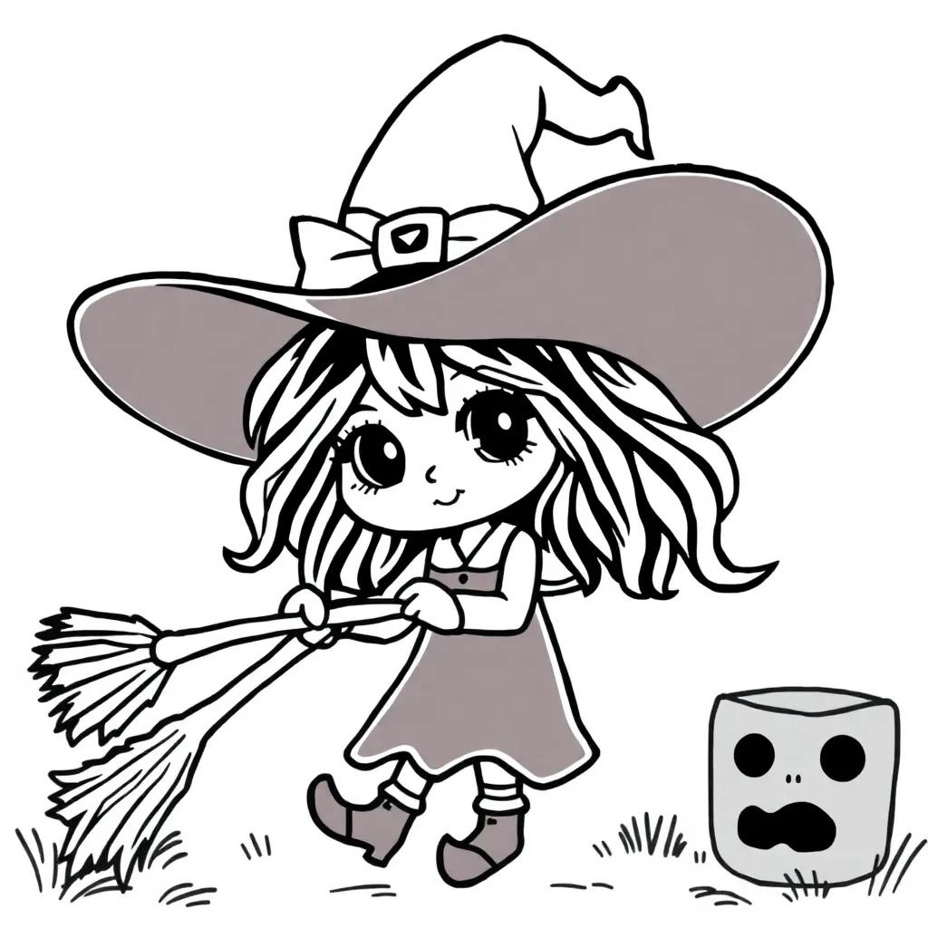 Cute Witch Coloring Pages