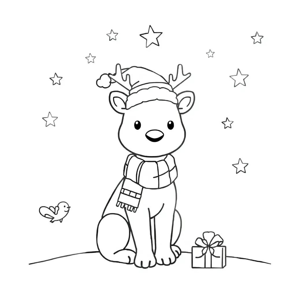Cute Animal Christmas Coloring Pages