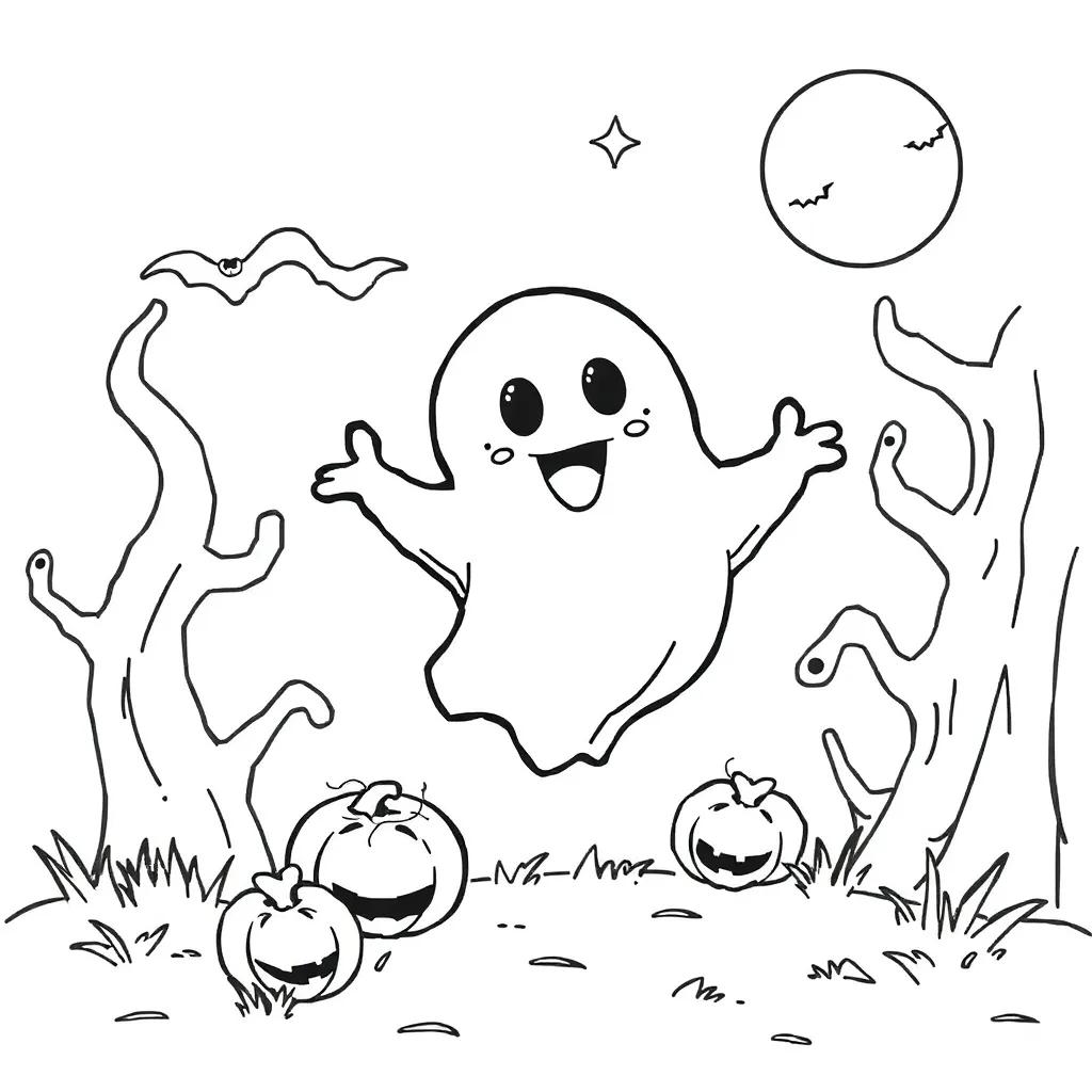 Cute Halloween Ghost Coloring Pages