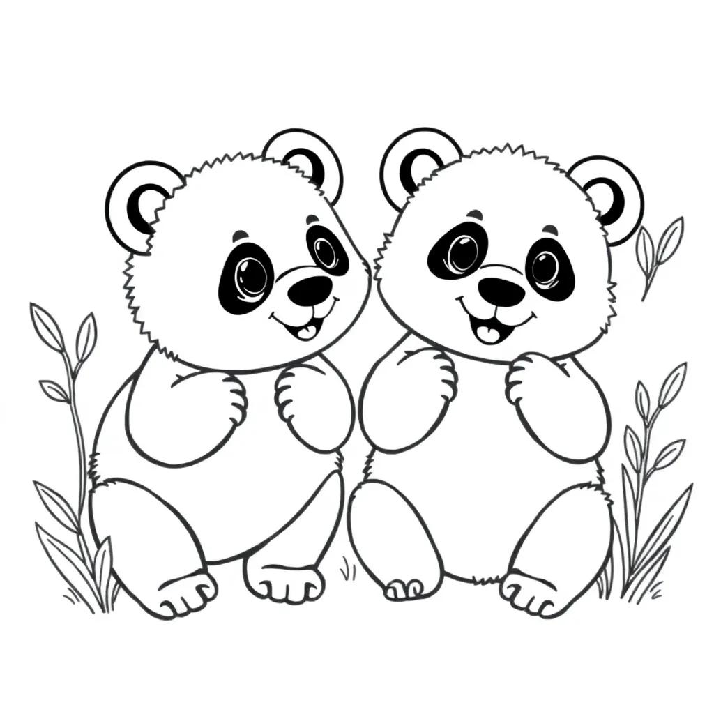 Cute Pandas Coloring Pages