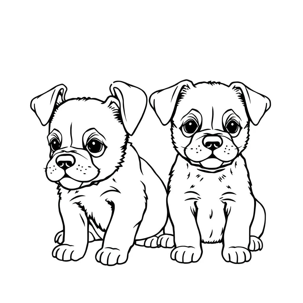 Cute Puppies Coloring Page