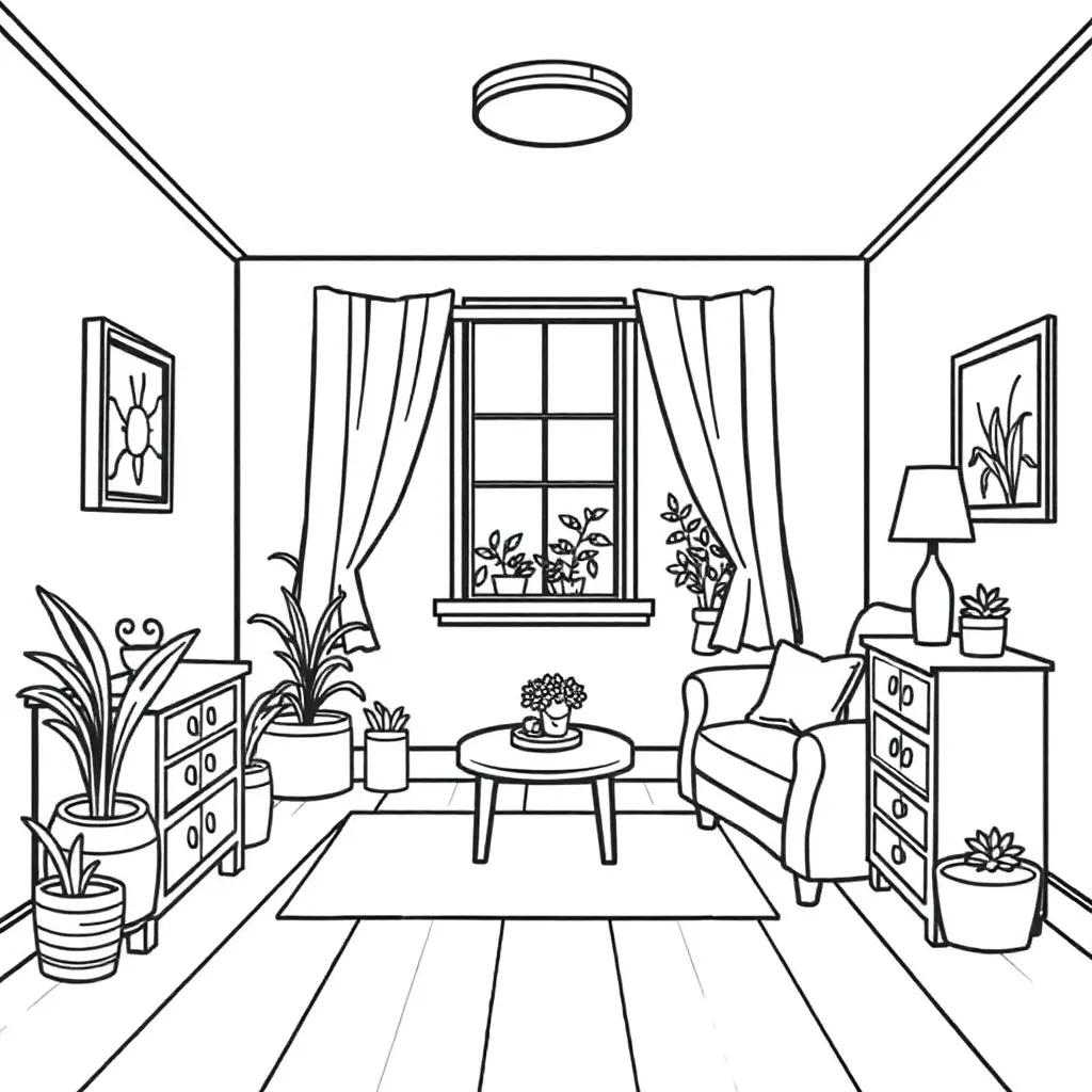 Cute Room Coloring Pages
