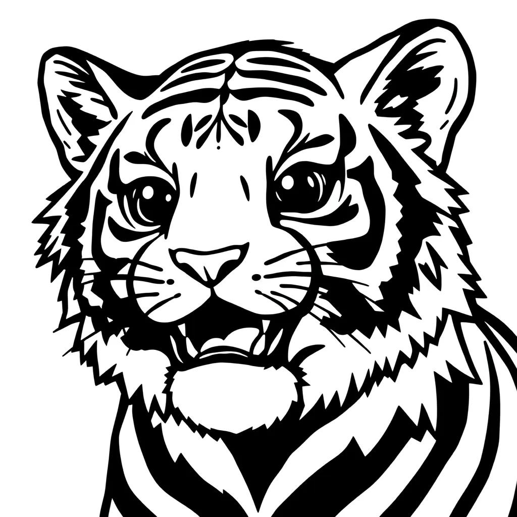 Cute Tiger Coloring Page