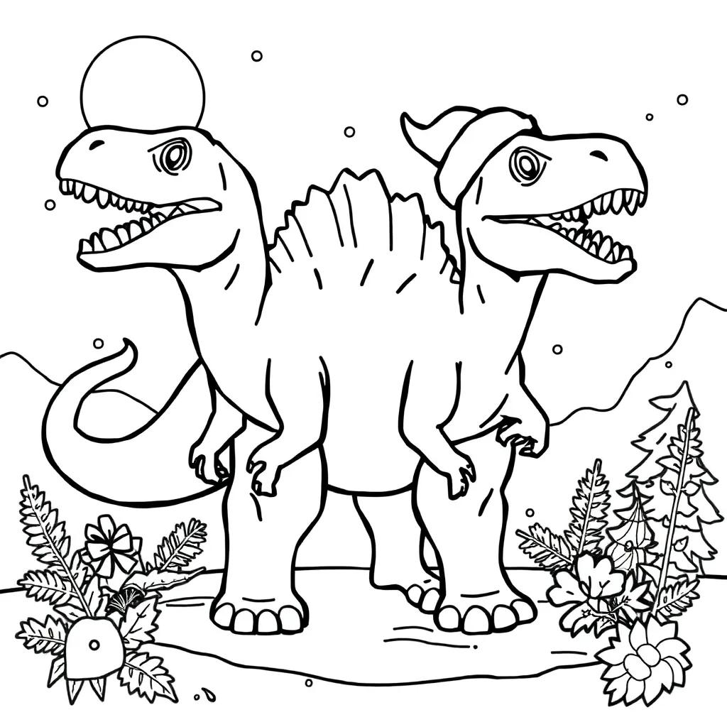 Dinosaur Christmas Coloring Pages