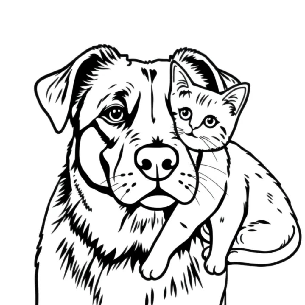 Dog And Cat Coloring Pages Free
