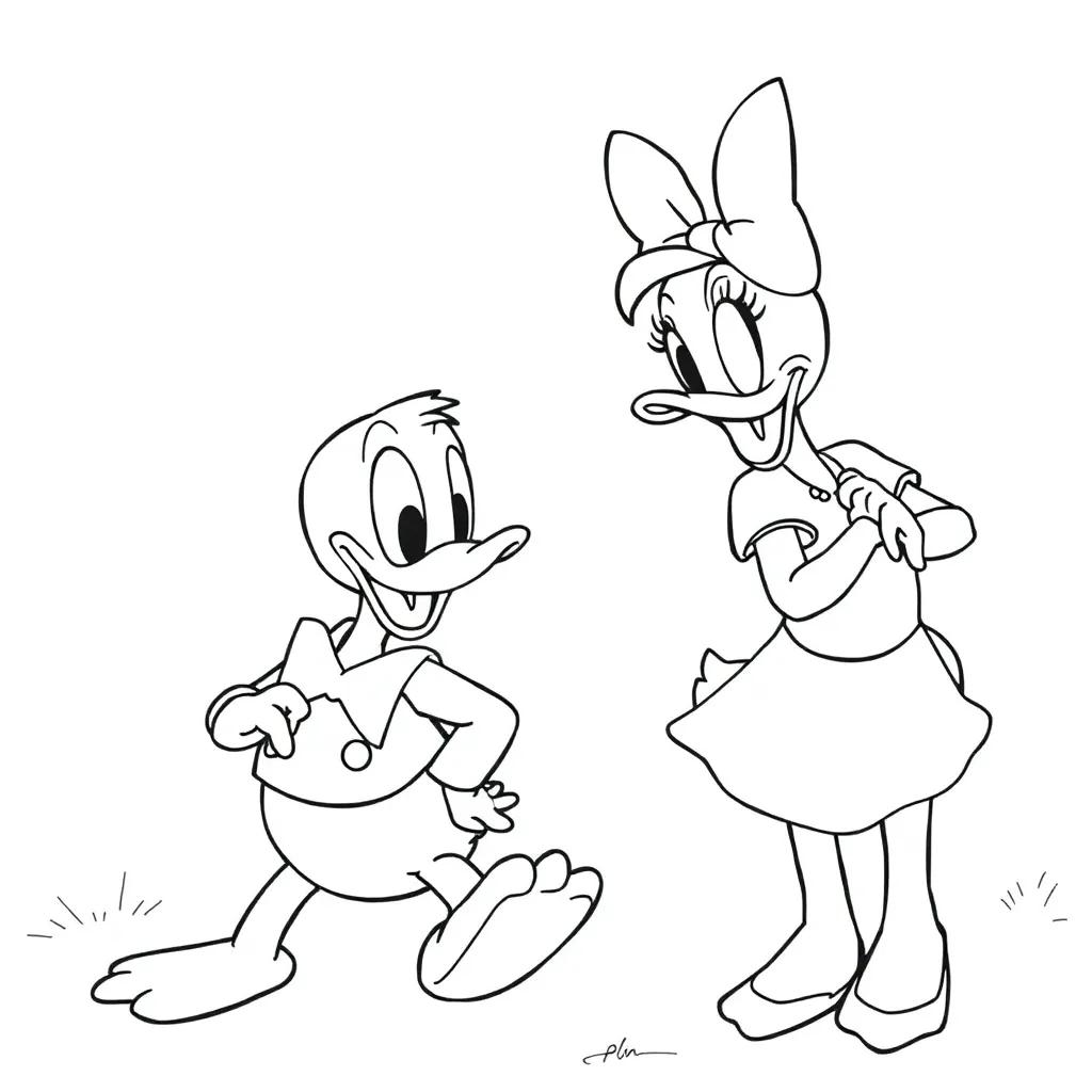 Donald And Daisy Coloring Pages