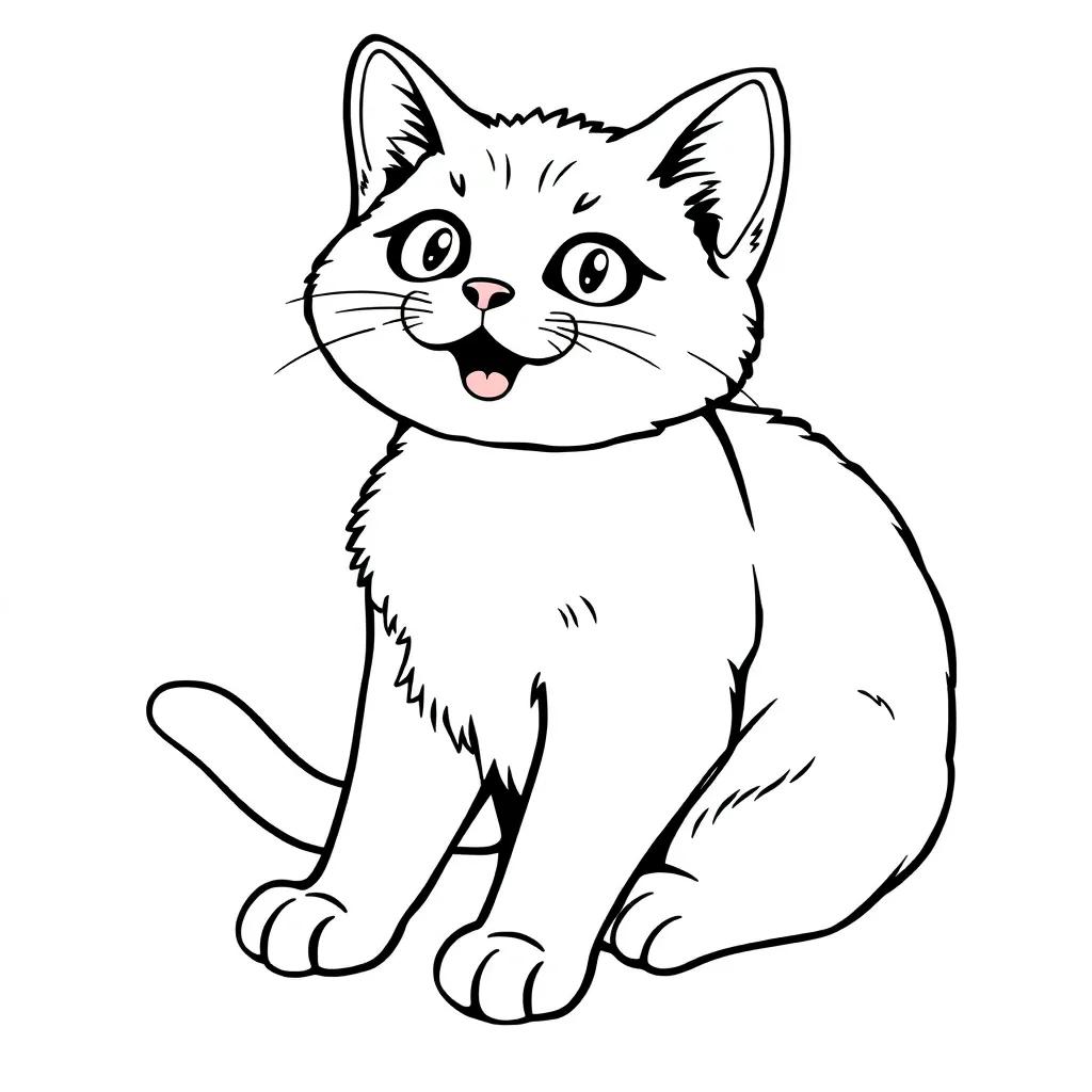 Easy Cute Cat Coloring Pages