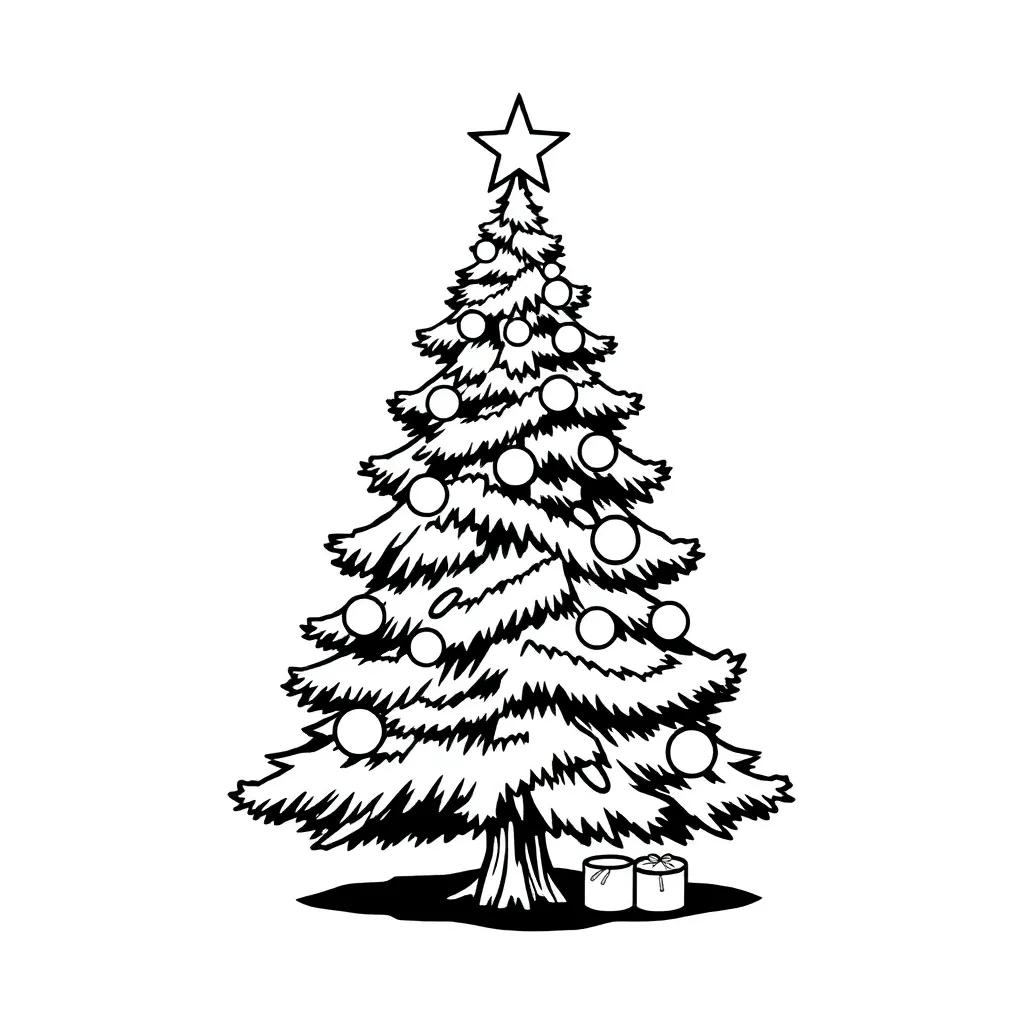 Easy Christmas Tree Coloring Page