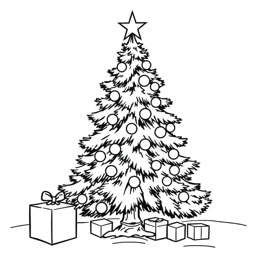 Easy Christmas Tree Coloring Pages
