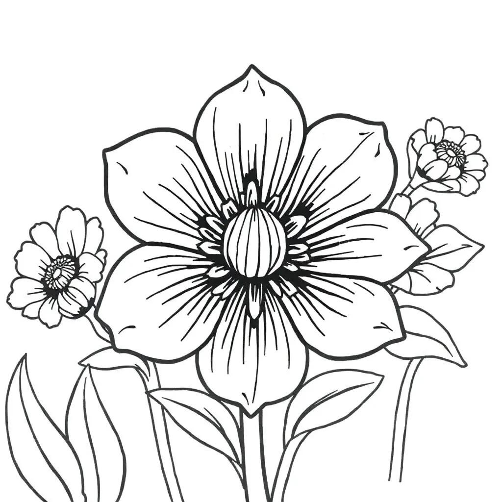 Easy Printable Flower Coloring Pages
